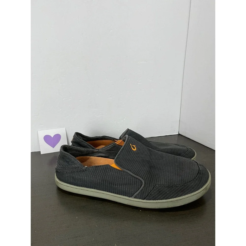 Olukai Nohea‎ Mesh Men size 11 Gray Slip  Dock Beach Casual Sneakers Shoes